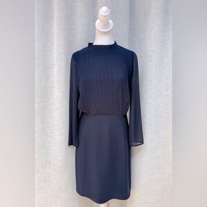 Reiss navy blue long sleeve high neck business dress